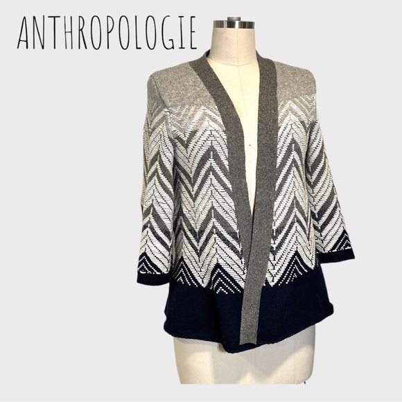 Anthropologie by Moth Chevron Stitch Kimono Sleeve Open Front Cardigan size S - Picture 12 of 12